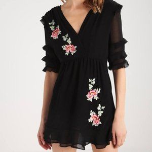 Topshop | Embroidered Ruffle Detail Dress